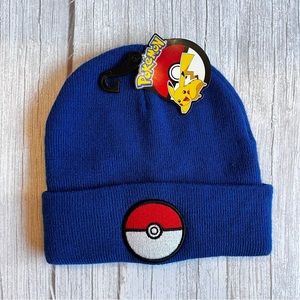 Pokemon 2017 Bioworld Winter Fall Knit Beanie Hat Toque Blue Poke Ball ONE SIZE